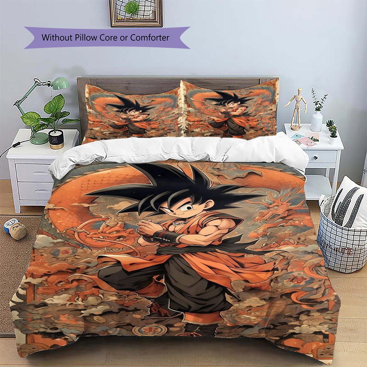 

Goku Patterned Pillowcase & Duvet Cover Set Bedroom Collectible Bedding Premium Gift for Enthusiasts.-TING 135x200cm