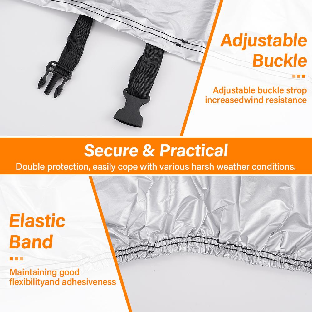 Motorcycle Cover Sunscreen Rain Dust Wear-Resistant 190T Black Under Silver Splicing Polyester Taff Motorcycle Protective Cover