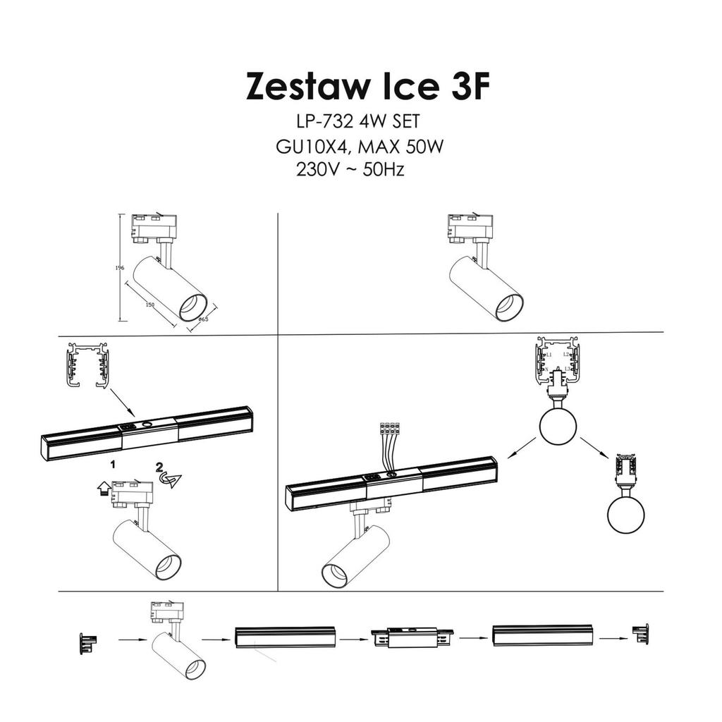 Reflektor Ice 4 Gu10 Biały Light Prestige Lp-732 4W Wh Set