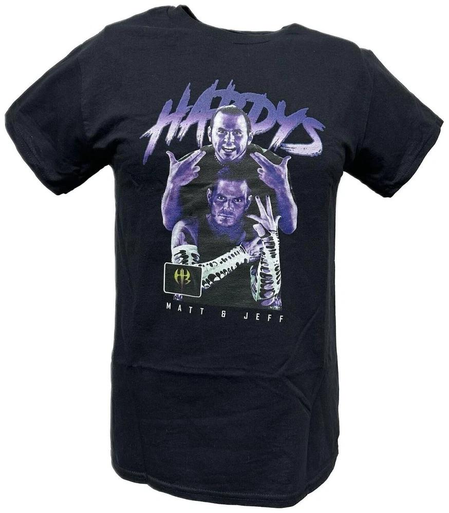 Matt and Jeff The Hardy Boyz Purple Pose Unisexs Black Tshirt S