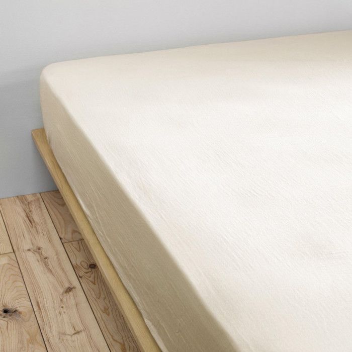 Laken "Gaïa" alle størrelser "Bomullsgas" - Gaïa Pampa - 90 x 190 cm med 30 cm kant