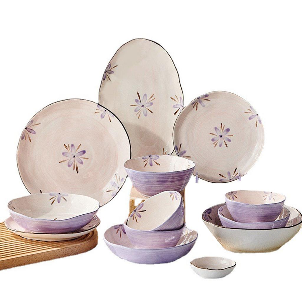 5in Beautiful Ceramic Bowl Purple Exquisite Ceramic Soup Bowls for Salad Pasta Rice Dessert
