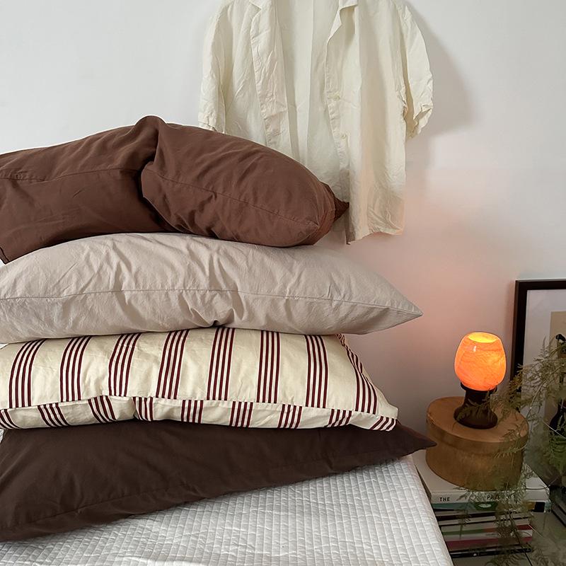 

Однотонная полосатая хлопковая наволочка - одна пара 48*74cm Single Pillowcase