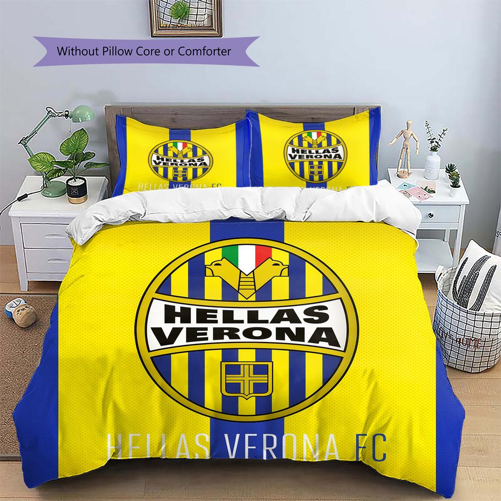 Hellas Verona FC Pattern Bedding Quilt Set Home Decoration Gift (1 * Duvet Cover + 2 * Pillowcase Without Core)