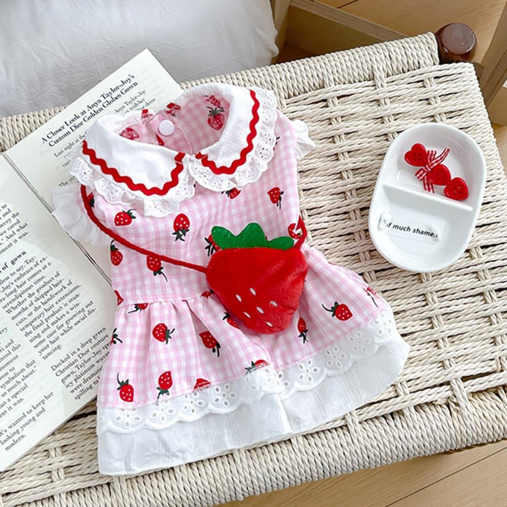 

Plaid Puppy Apparel Fashionable Pet Clothes High Quality Dog Dress Summer Wear L рожевий