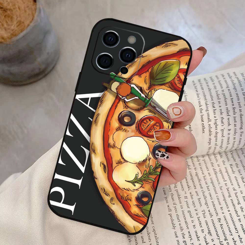 pizza Phone Case For iPhone 17, 16,15,14,13,12,11 Plus,Pro Max, Others Soft Black Cover