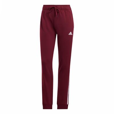Vintage Sports Comfortable Side Three Stripes Cuffed Logo Embroidery Pattern Casual Pants Women Pants Dark-Red IM2819