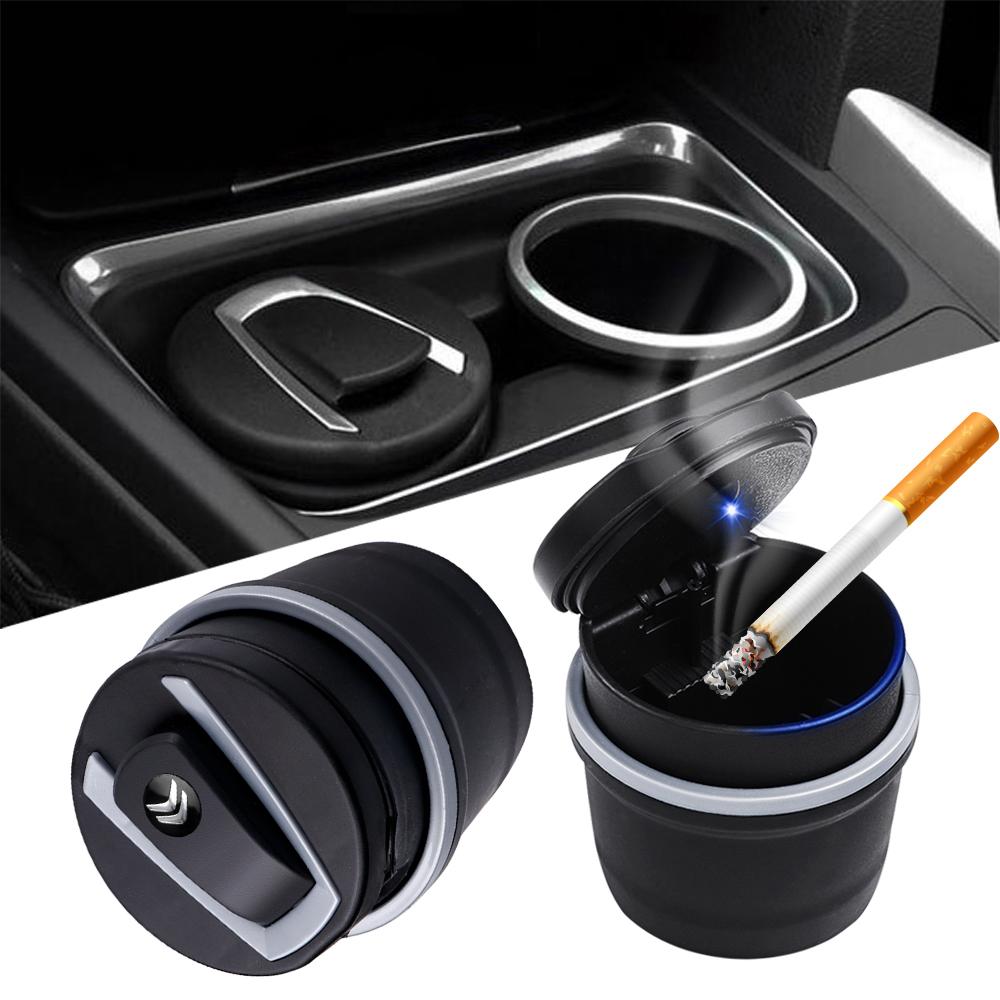 1pc Car Ashtray LED Light Portable Car Cigarette Flame Retardant Ashtray Cup For Citroen C4L VTS C-ELYSEE C3-XR DS C1 C2 C3 Saxo