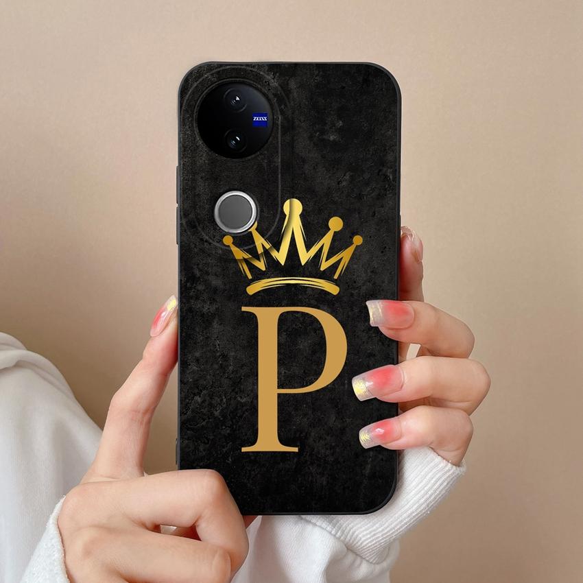 Case For Vivo V50 V40 V30 Lite V20 V21 V30e Fashion Crown Letters Phone Covers Screen Protector Liquid Silicone Dustproof Shell For Vivo Bumper Casing
