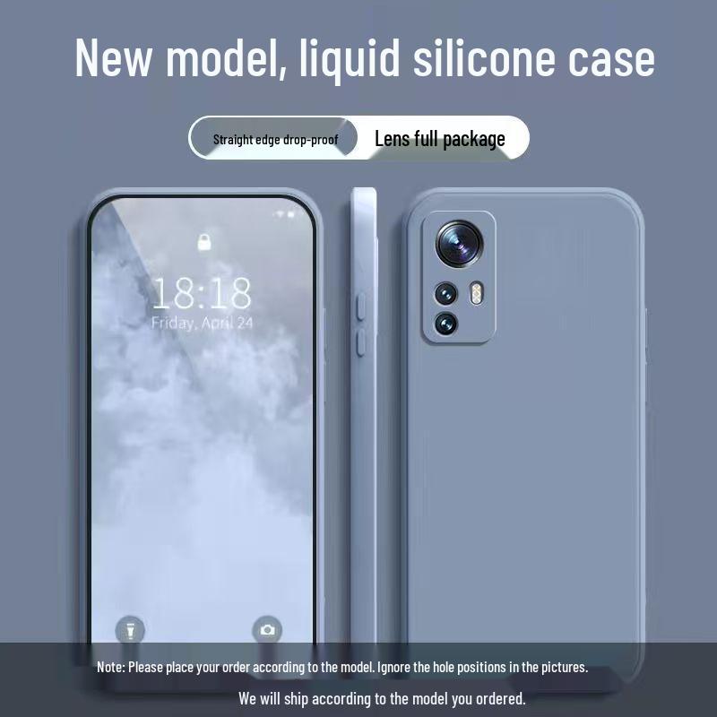 Xiaomi 12X Solid Color Liquid Silicone Case - Full Coverage, Anti-drop, Soft Straight Edge Design
