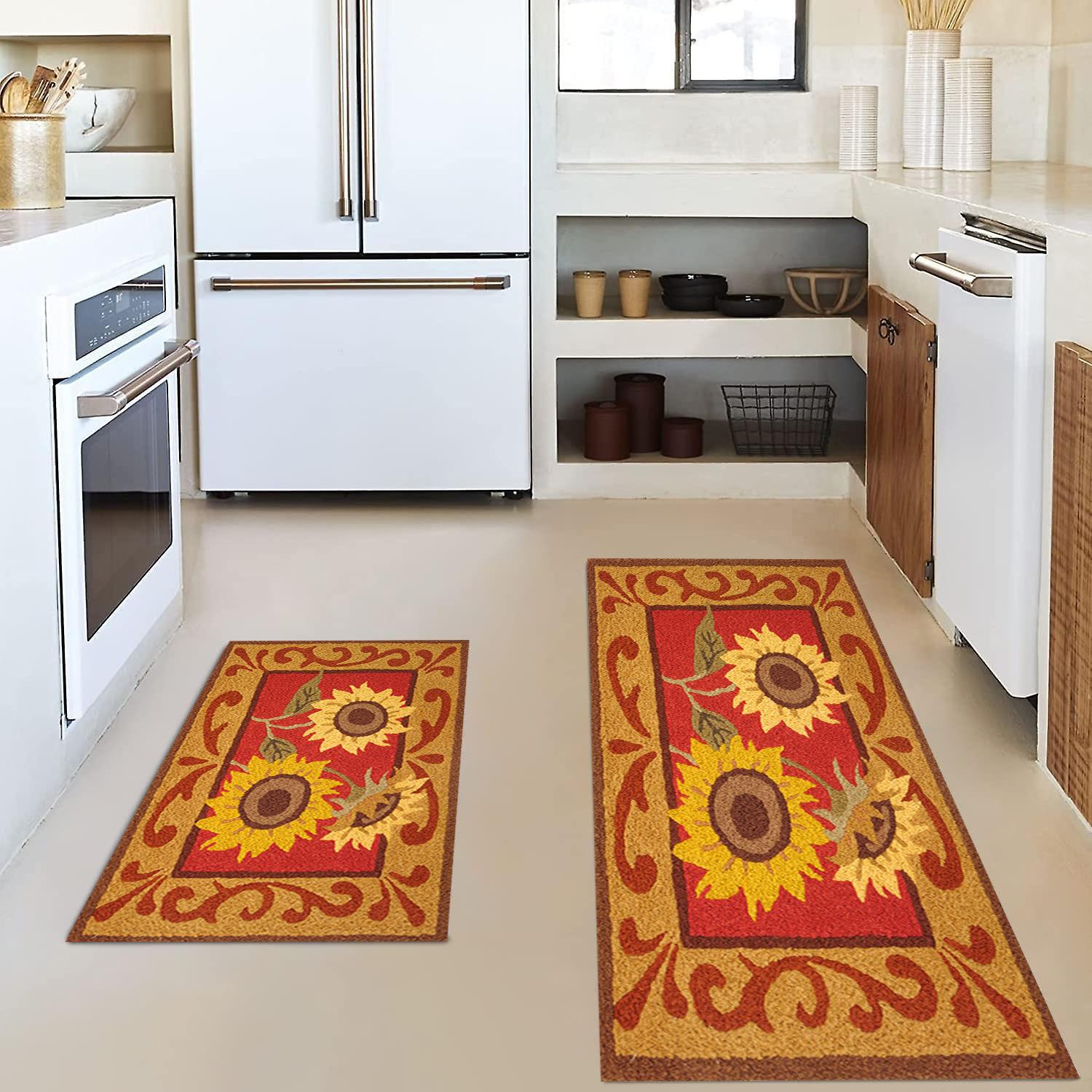 

Retro American Kitchen Floor Mat, Water Absorption, Oil Absorption And Dirt-Resistant Set, Foot Mat, Household Door Mat 40*60+40*120cm