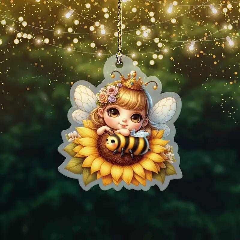 Bee Acrylic Charming And Flower Fairy Car Accessory Playful And Eyecatching Decor