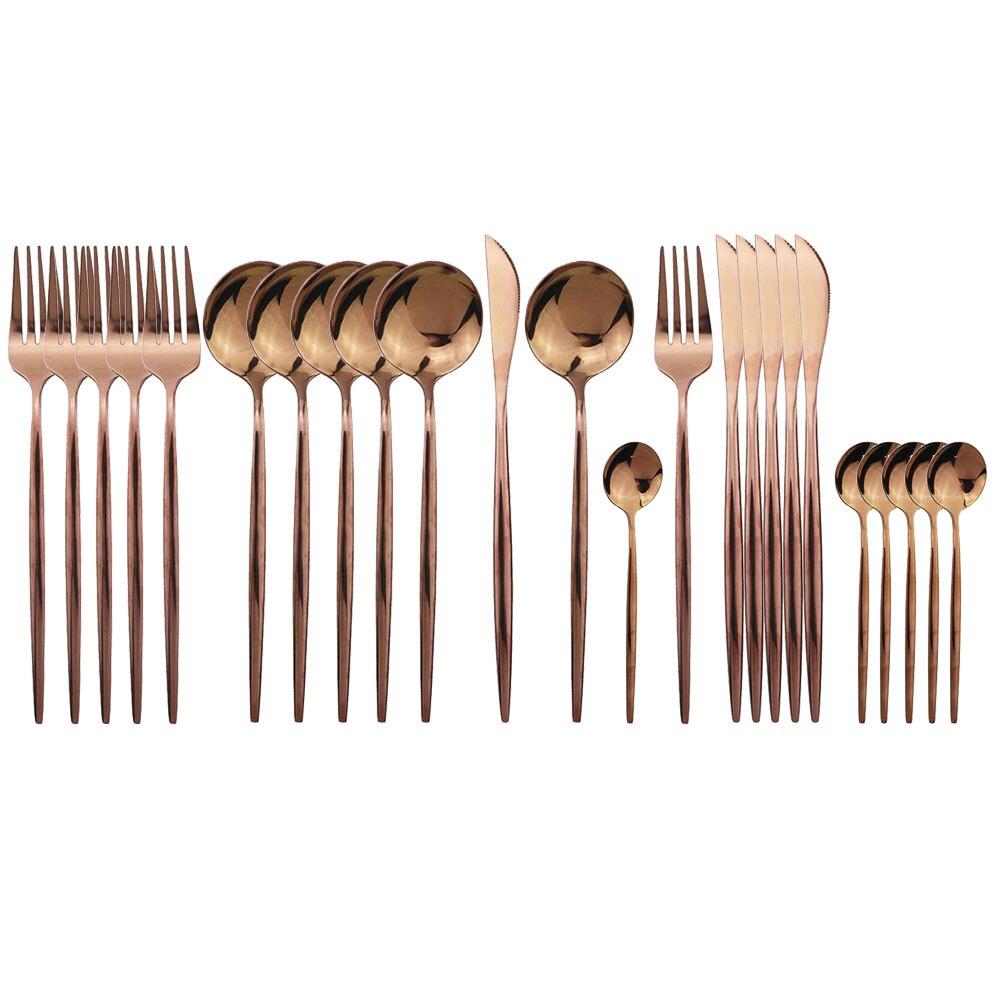 Dinnerware Cutlery Set 18/10 Stainless Steel 24pcs/set Steak Knife Fork Set Spoon Flatware Tableware Kitchen Silverware Set