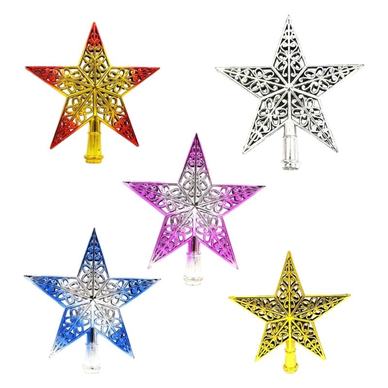 Christmas Tree Top Decoration Hollowed PVC Star Tree Ornament for Festival Tree Decoration Holiday Party Centerpieces