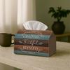 1pc Rustic Gratitude Polyester Tissue Box Cover - Thankful Blessings Design, Waterproof, Multi-Purpose for Home & Car Decor, Desktop, Creative, Napkin