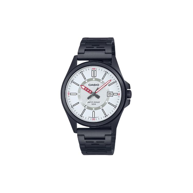 Casio Standard Series 50M Water Resistant Elegant Quartz Movement Stainless Steel Strap Watch Men watches White MTP-E700B-7EV White Dial