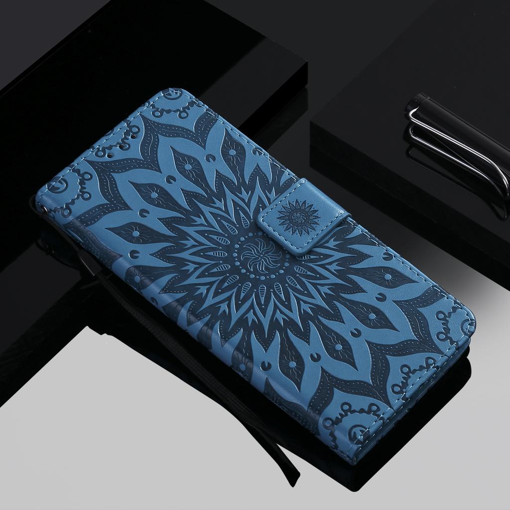 Leather Wallet Flip Case for Apple iPhone 13 14 15 16 16E 17E 17 Pro Max Plus | Mandala Embossed Design Card Holder Protective