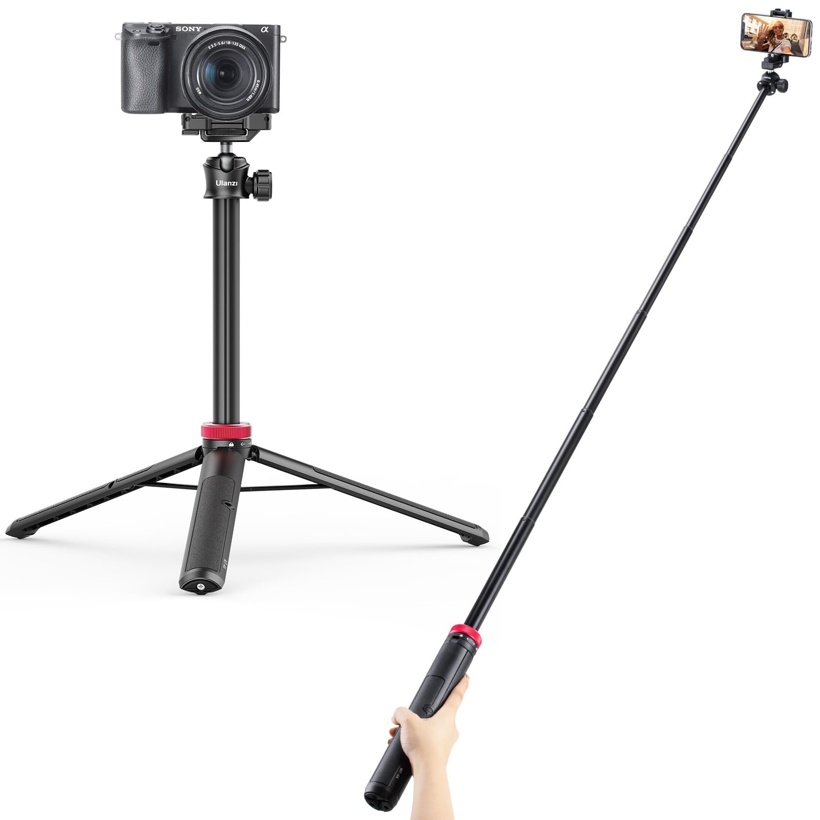 

Ulanzi 2502B 7 Level Height Adjustment Mini Tripod with Phone Holder Black MT-44