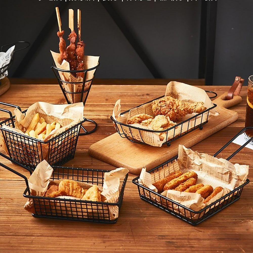 1Pcs New with Handle Fryers Basket Food Storage Container Mesh Net Frying Tray Home BBQ Kitchen Tool Iron French Fries Holder