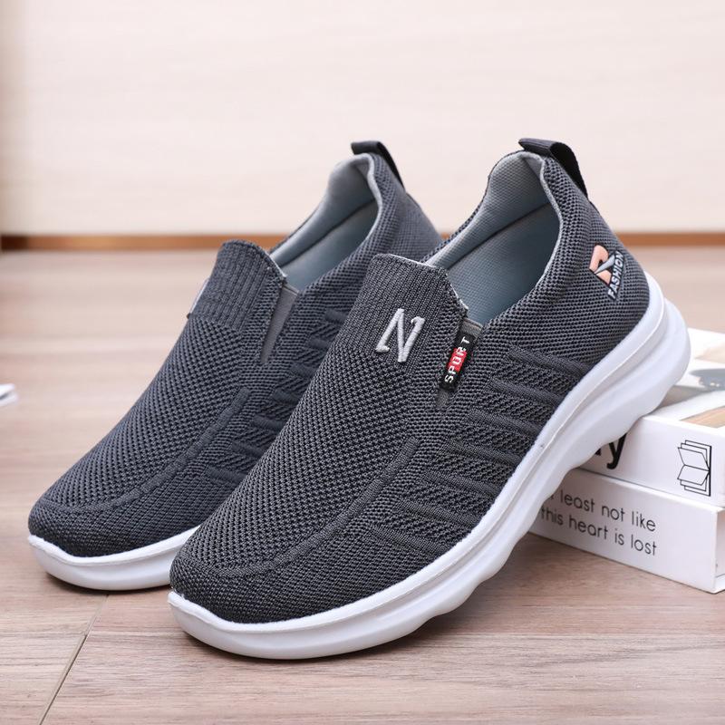 

Dad shoes comfortable soft sole one pedal sports shoes casual breathable work shoes old Beijing cloth shoes men s walking shoes 44 сірий колір