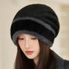 Women S Fluffy Knit Hat Autumn Winter Warm Slouch Beanie Earmuff For Big Head