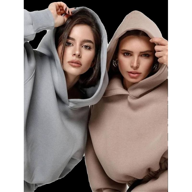 

Solid Color Hoodie Two-Piece Set Fashion Pure Color Hooded Sweatshirt Casual Two-Piece Suit Gray XL