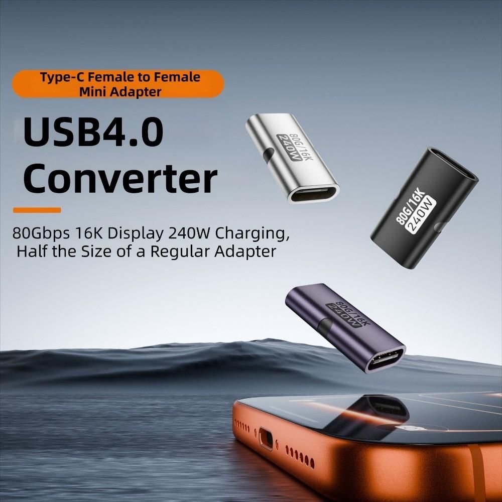 PD 3.1 240W USB C Buchse zu Buchse Konverter 80Gbps 16K 60HZ USB4 Typ-C Verlängerung Hohe Geschwindigkeit Schnelles Laden Magnetischer Adapter