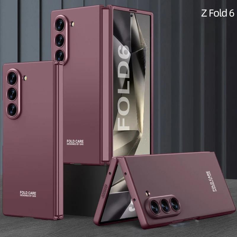 

Hard Shell PC Full Package Anti Drop Phone Case для Samsung Galaxy Z Fold 6 Z Fold 5 Захисна кришка для запобігання падінню For Galaxy Z Fold5 вина червоного кольору
