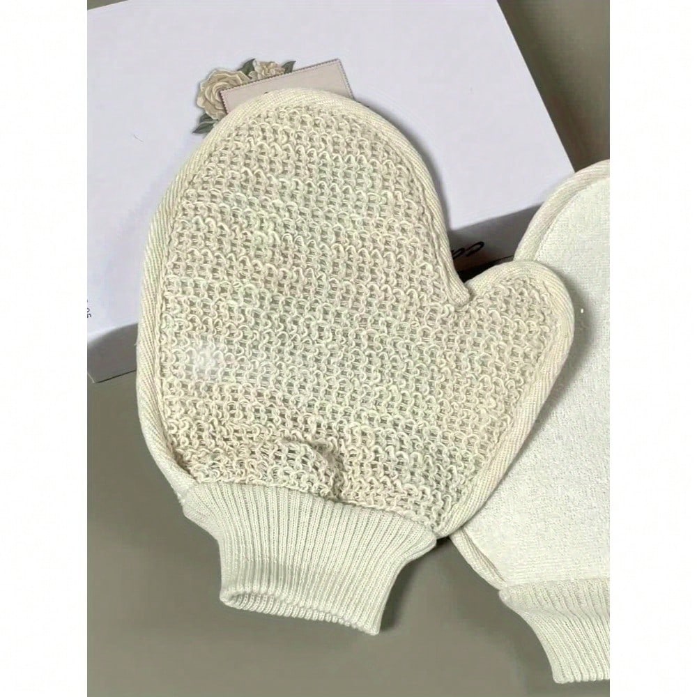 1 Piece Of Cotton And Linen Material Shower Gloves, Double-Sided Mud And Ash Scrubbing Household Cleaning And Scrubbing Towels, Body Cleansing Tool