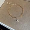 Copper Zircon Metal Shell Starfish Bracelet Sea Series Beach Hand Chain  Girls