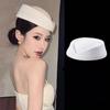 Beret Hat Caps Airline Stewardess Flight Attendant Vintage Hat Black Flat Top Hat Hair Clip Hair Accessories
