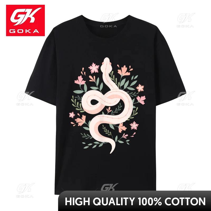 

Cotton Top TShirt Aesthetic Mystical Snake Flower Pastel Goth Custom Family Tops Tees Retro Unisexs TShirt Comfortable 3XL