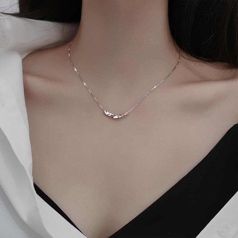 Kobiety Srebrny Naszyjnik Geometryczny Motyl Kwiat Wielostylowy Łańcuch Obojczyka Biżuteria Akcesoria