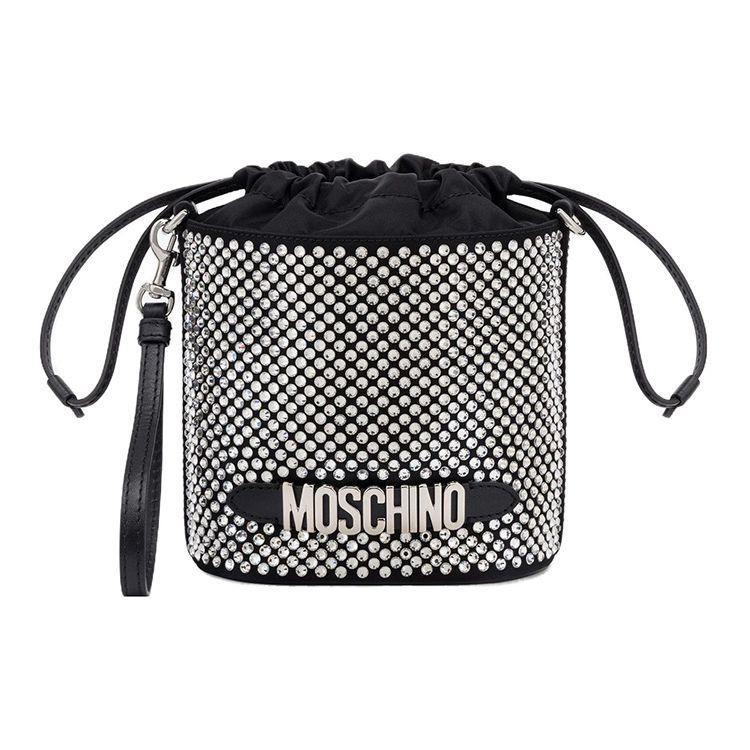 Moschino Detachable Chain Strap Drawstring Closure Bucket Bag Women Shoulder Bag Black B841382023555 Basic Set BagDust Bag 28070₽
