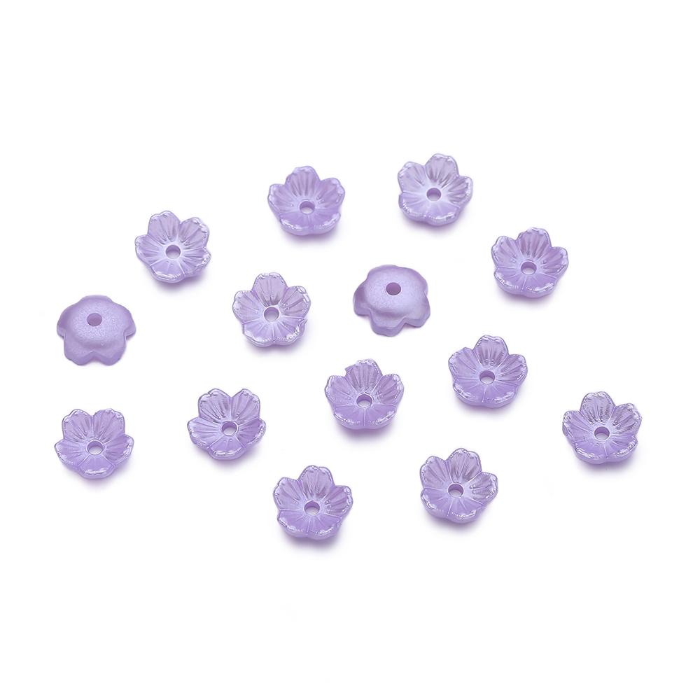 50pcs/Lots ABS Artificial Pearls Flower Beads Caps Spacer Beads for DIY Necklace Bracelet Phone Chain Jewelry Making Accessories