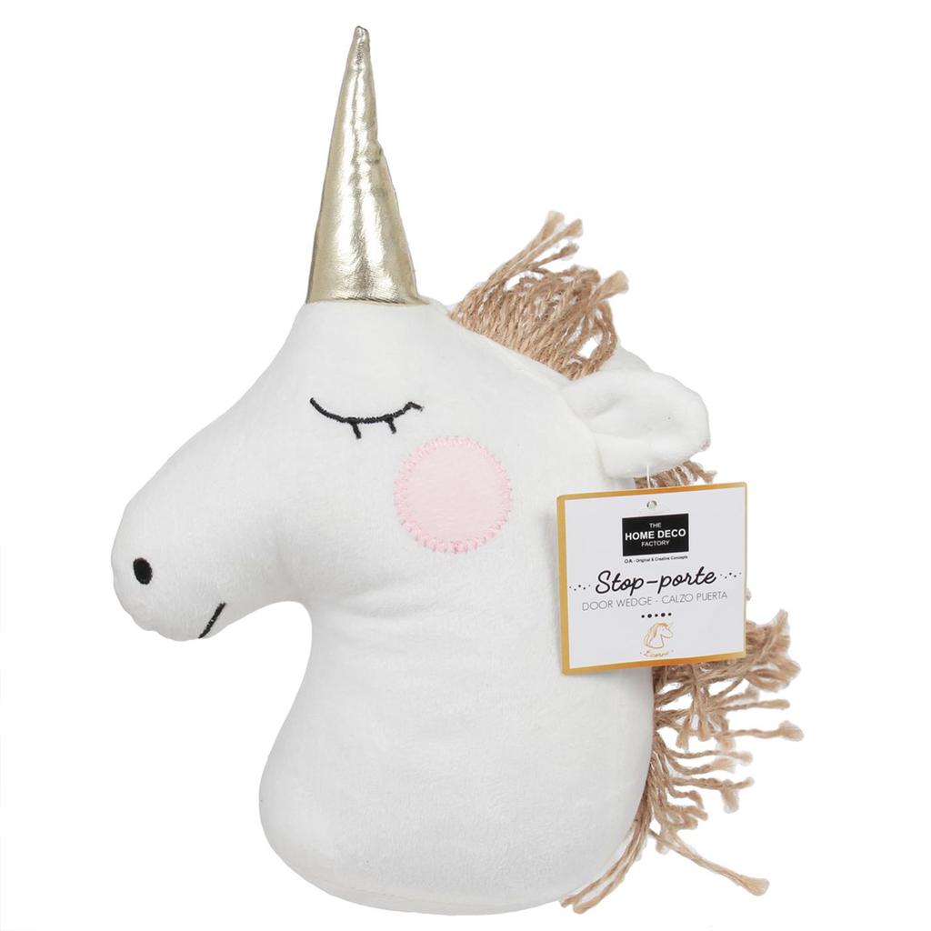 Les Trésors De Lily [Q3218] - Peluche Cale porte 'Licorne My Unicorn' blanc doré - 25. 5x19x11 cm