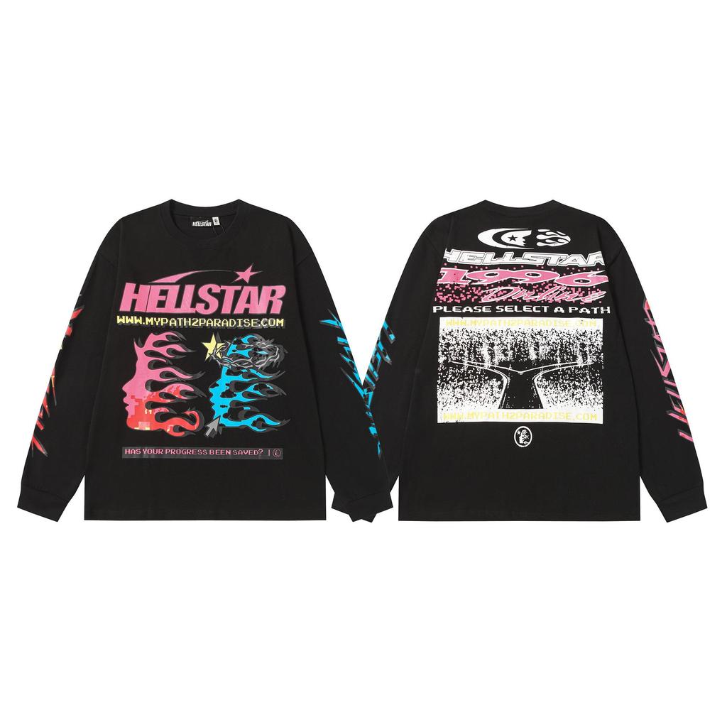 Cross 2025 Hellstar Trendy High Street Loose Long Sleeve Hoodie for Men & Women – Autumn Wear