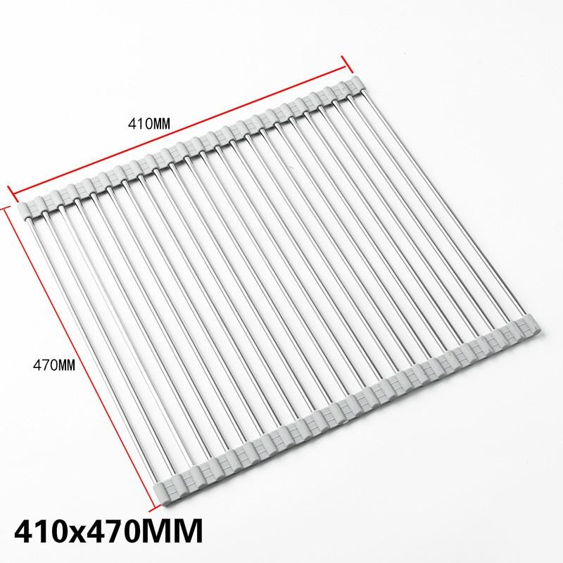 Multipurpose Foldable Kitchen Sink Rack Mat Stainless Steel Fruit Vegetable Dish Drain Rack