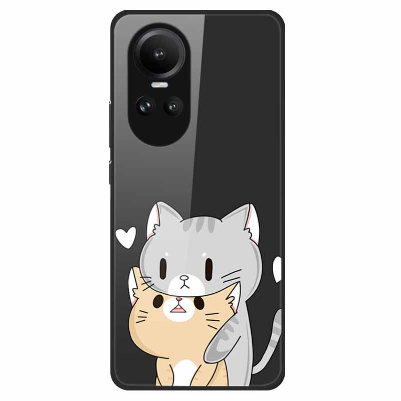 

For Oppo Reno 10 5G Case CPH2531 Tempered Glass Wolf Cats Hard Covers for Oppo Reno10 Pro 5G CPH2525 Protective Fundas Reno10 5G Reno10 CPH2531