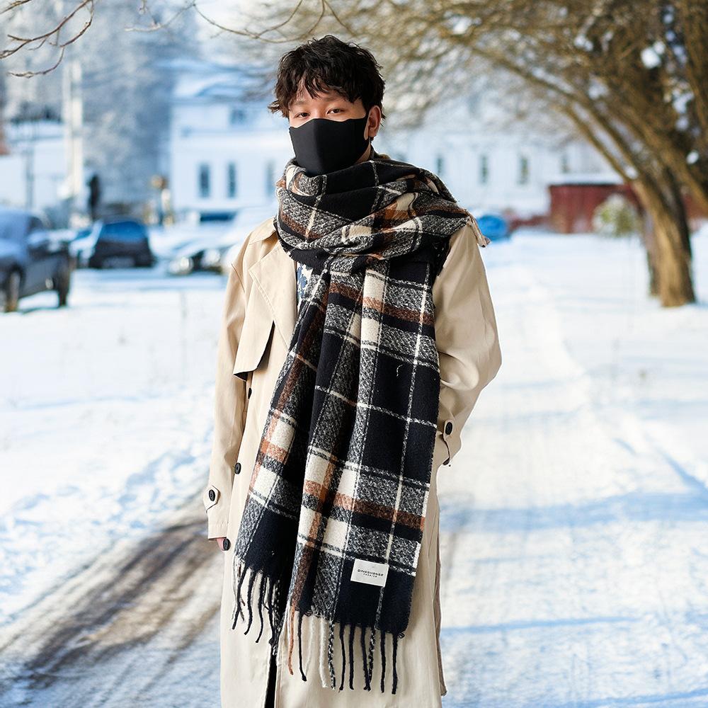 Winter Christmas red atmosphere soft waxy scarf female couple style holiday gift premium sense angola red plaid shawl