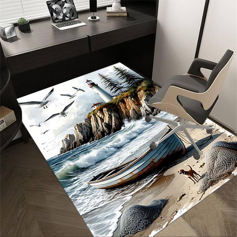 

1PC Lighthouse Beach Non-Slip Floor Carpet Compatible for Office&Living Room&Bedroom&Dining room - Flat-Weave Machine-W258 60cm by 90cm