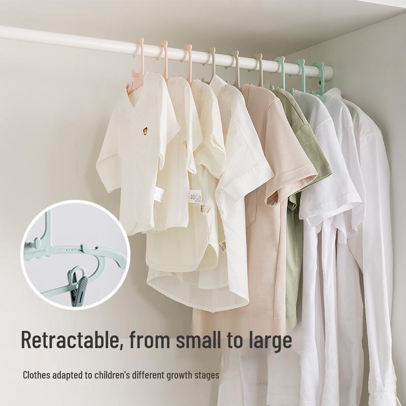 Adjustable Baby & Kids Clothes Rack with Trouser Clips and Small Hangers