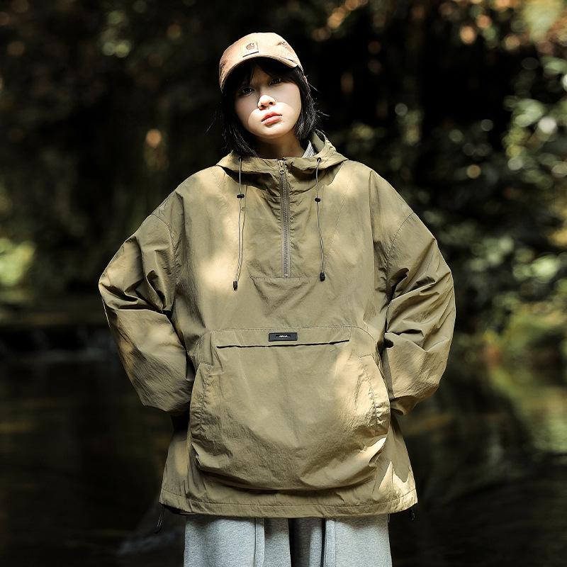 

2025 весна и осень новая мужская корейская однотонная толстовка с капюшоном и логотипом с длинным рукавом модный парный стиль штурмовая куртка 3XL