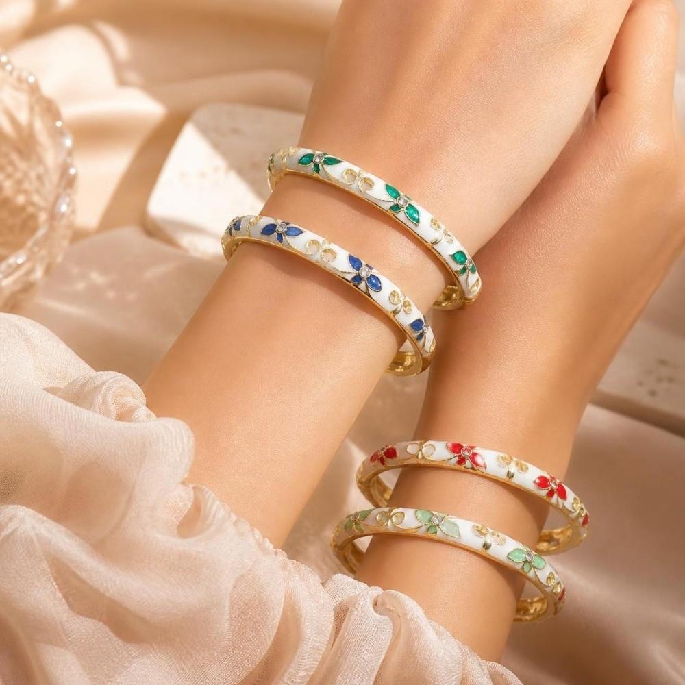 Elegant Open Cuff Bracelet Chinese Style Women's Floral Bracelet Gifts for Women Girl