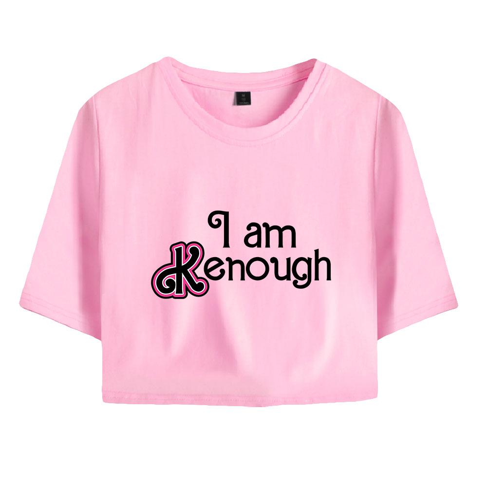 Fashion Women Casual I Am Kenough Print Short Sleeve Crop Top Funny Tee Shirts Hipster O-neck Cool Tops