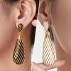 Elegant Black White Enamel Drop Pendant Earrings For Women Stainless Steel Gold Plated Women's Dangle Earring Girls Stud Earring