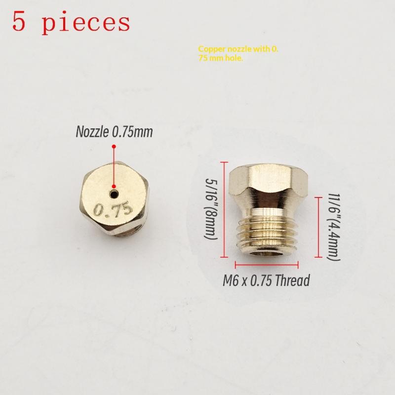 5PCS Brass Burner Gas Hob LPG- Conversion Kits Jets 50 65 70 87 95 Brass Nozzle For Gas Stove Brass Nozzle Propane Injector