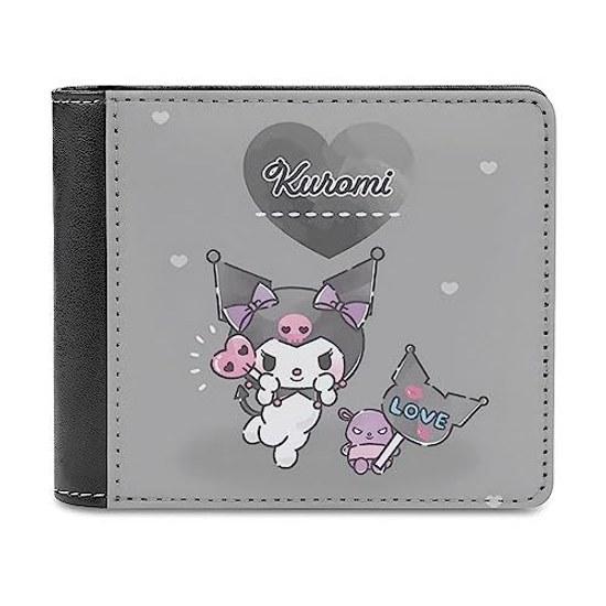 Emzlikne Sanrio Kuromi Wallet Mens Large Capacity Coin Purse Thin Womens Slim Mini Popular Business Long Genuine Leather