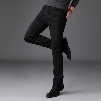 Vaqueros negros para hombre, versión coreana, pantalones de corte recto a la moda, vaqueros de negocios clásicos cómodos y elásticos para hombre