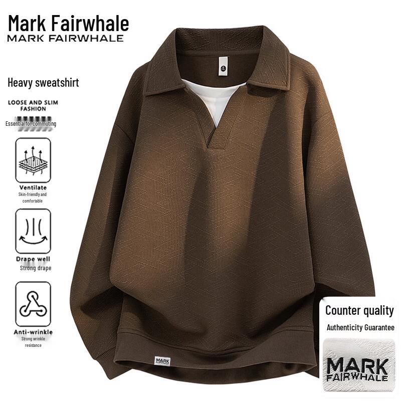Mark Fairwhale Men's Versatile Polo Collar Pullover Sweatshirt